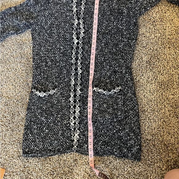 Talbots Women Marled Black White Silver Longline Sweater Cardigan - Picture 12 of 13